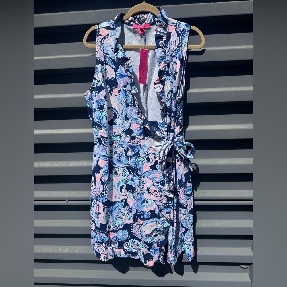 Lilly Pulitzer Blue and Pink Floral Midi Dress